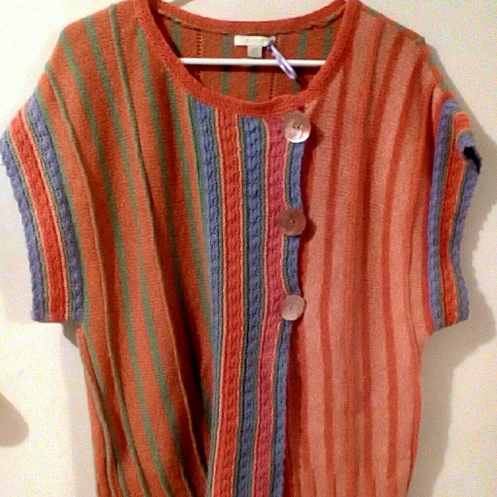 CARSON BOHO Striped Orange Cardigan Sweater